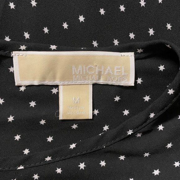 Michael Kors Black Ruffled Sheer Top with Stars Pattern Size M - Picture 9 of 10